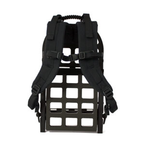 Black exoskeleton frame and straps with white background